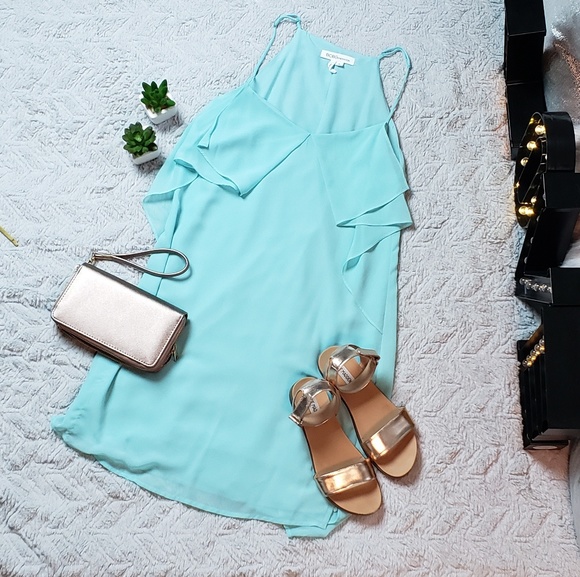 BCBGeneration Aqua Blue Hi Lo Slip Dress SZ M GUC - Picture 2 of 7